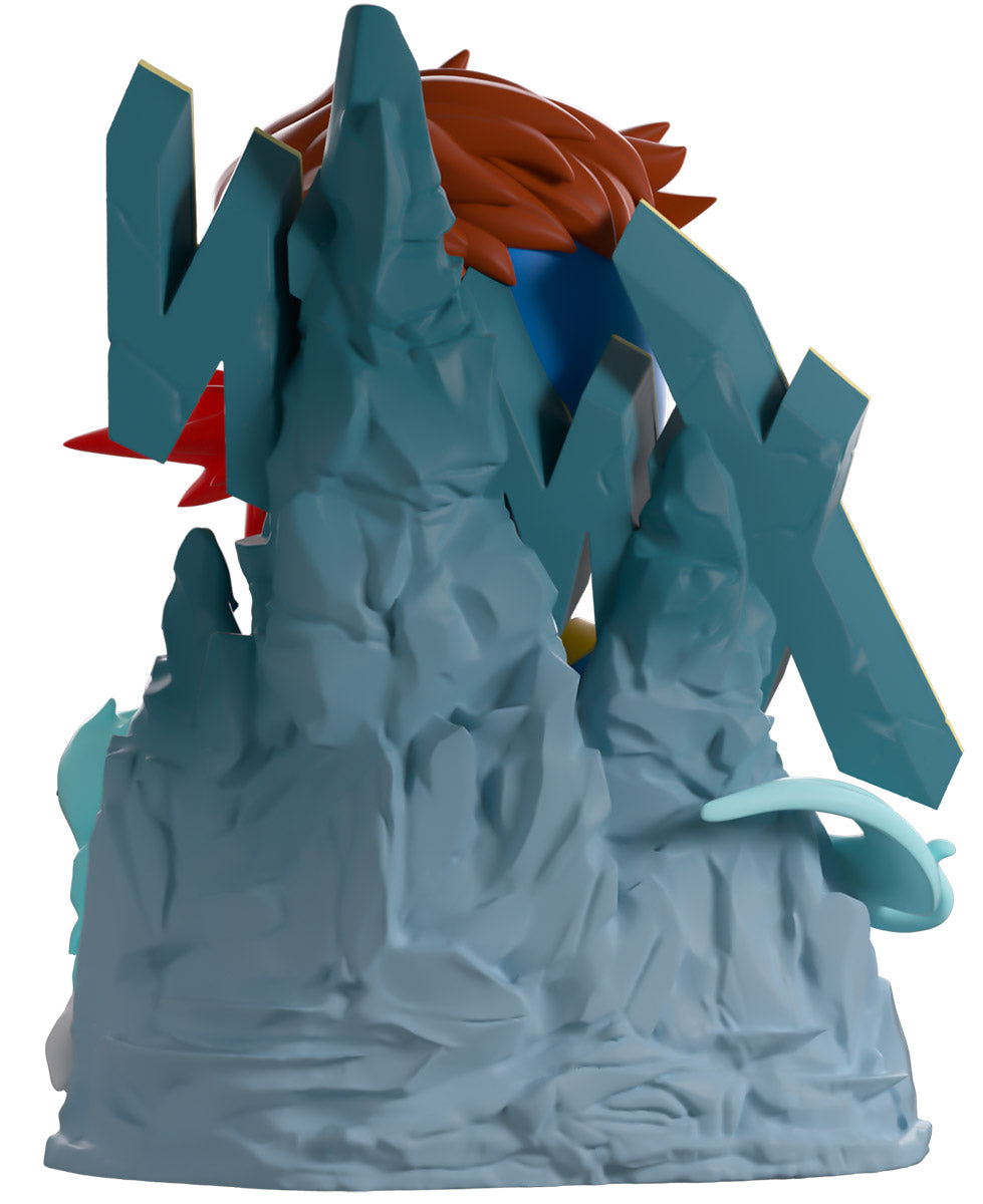 Figurine with a character on a rocky base with 'X-Men' branding