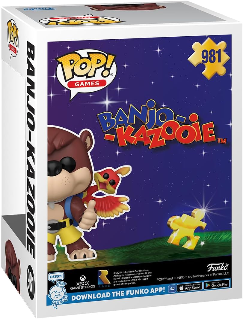 Funko Pop! Games Banjo-Kazooie figure packaging with character illustration on a purple background