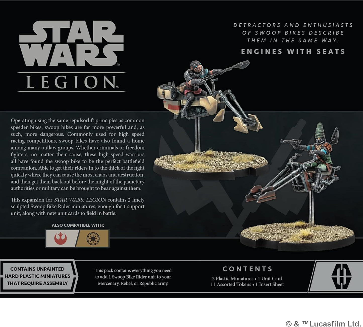 Star Wars Legion product packaging with miniatures and text on a black background
