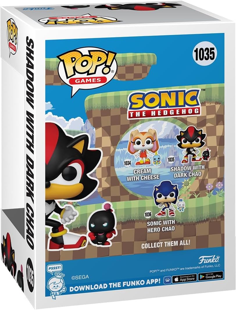 Funko Pop! Games Sonic the Hedgehog figure box with characters and packaging details.