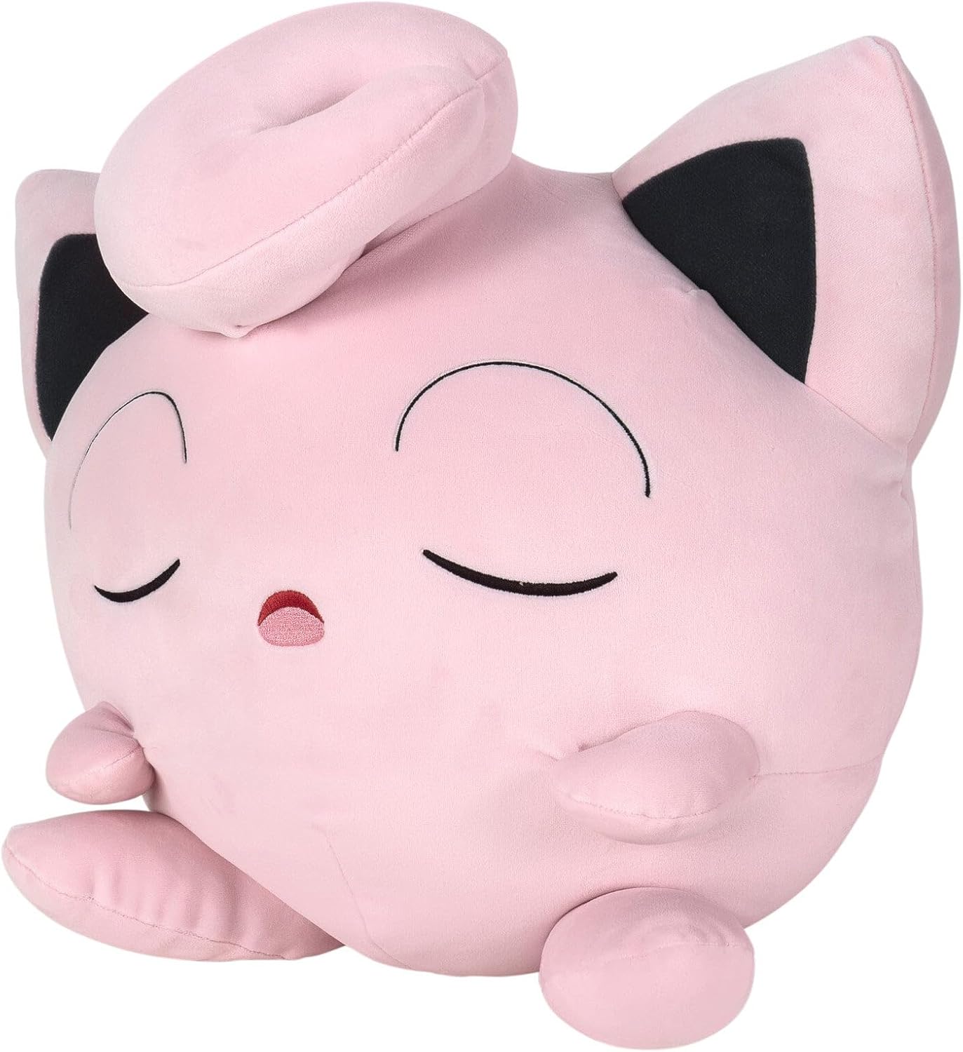 Pokémon Jigglypuff Sleeping Plush with closed eyes on a white background