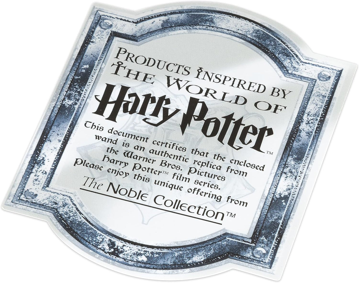 Certificate inspired by the Harry Potter series from The Noble Collection on a white background
