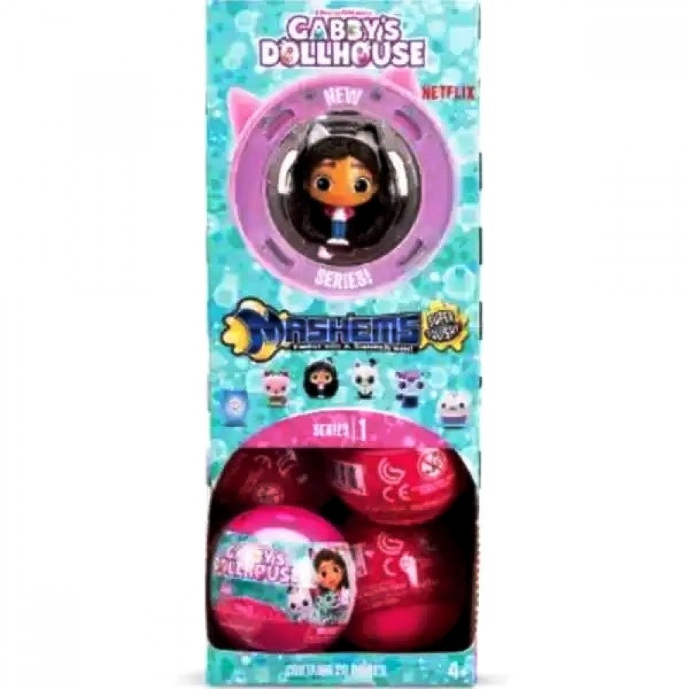 Mashems toy packaging with character on a blue background