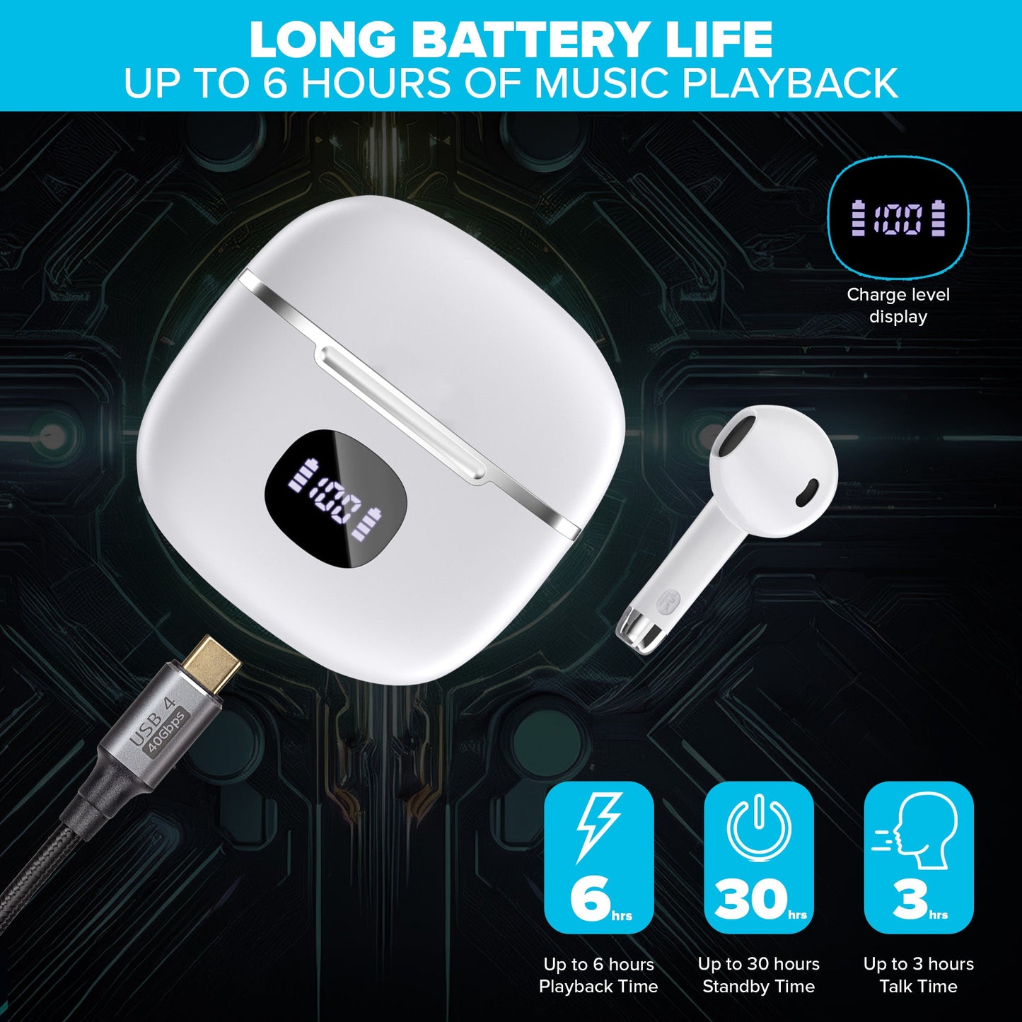 Maplin Bluetooth Earphones - White