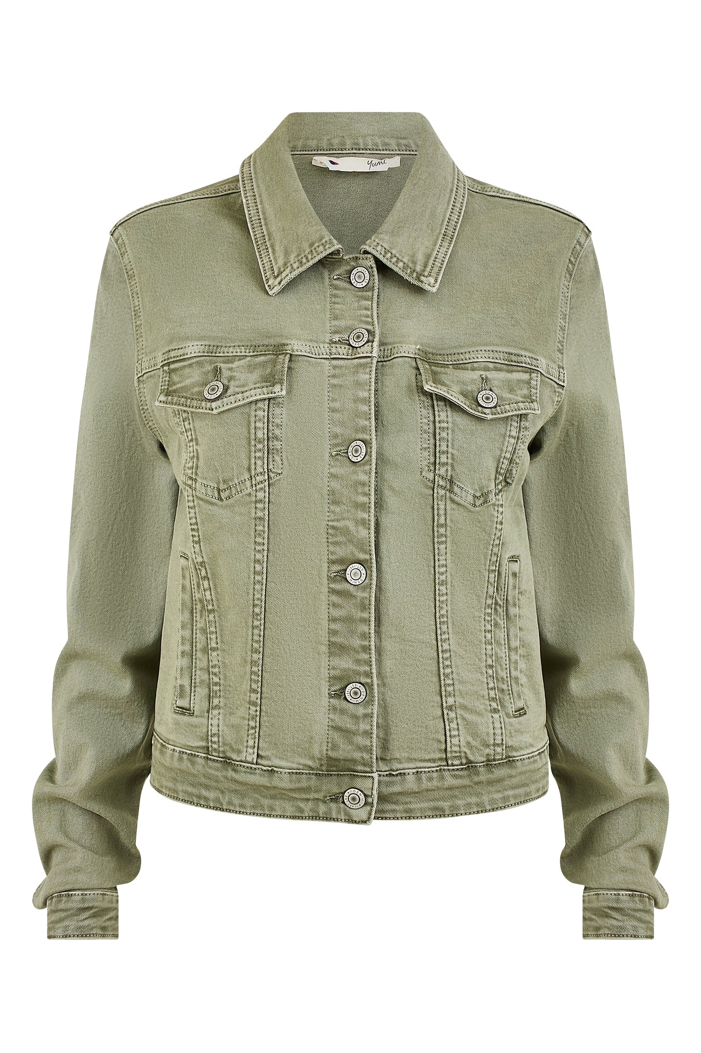 Green Stretch Cotton Denim Jacket