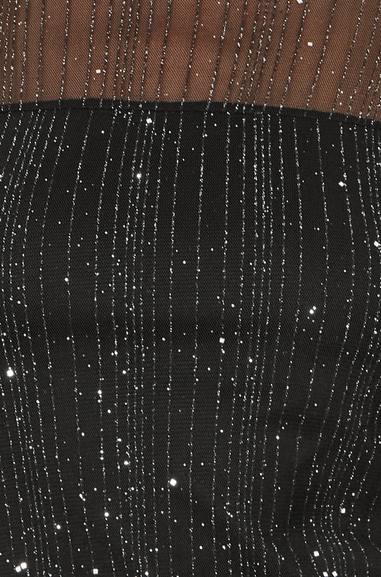 Black Sparkle Print Mesh Stretch Fitted Top