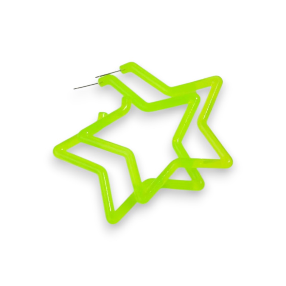 Amnesia Jewellery | Yellow Neon Star Hoop Fashion Earrings