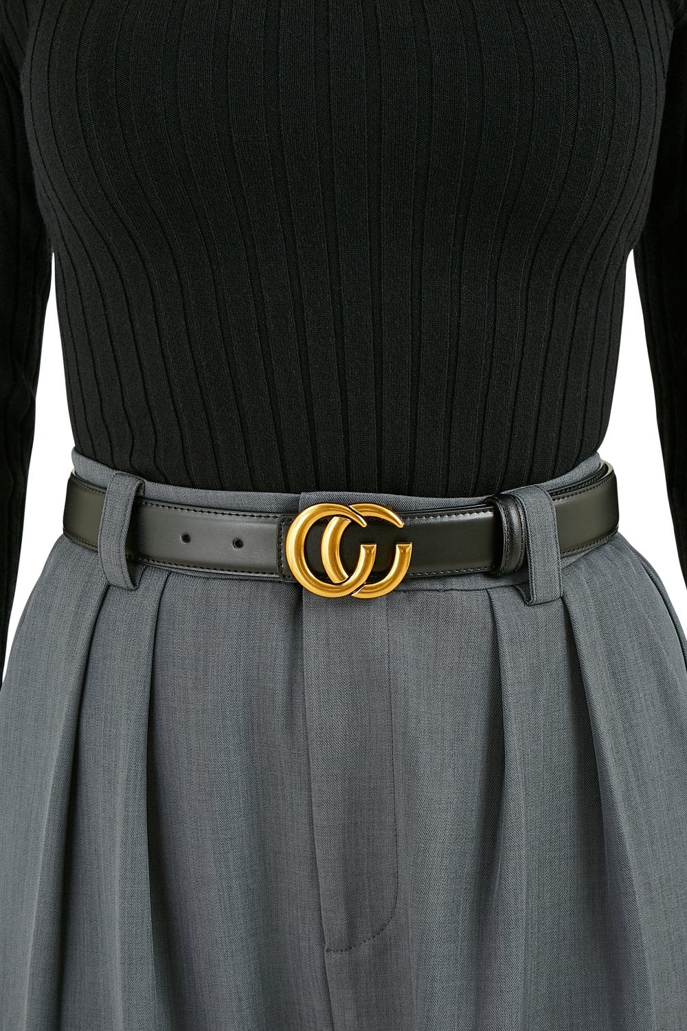 Black Gold Buckle Circle Belt