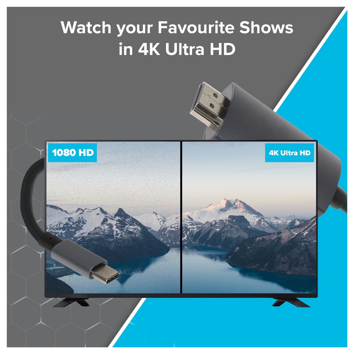 USB-C to HDMI Cable (Supports 4K Ultra HD @ 60Hz) - Black, 5m