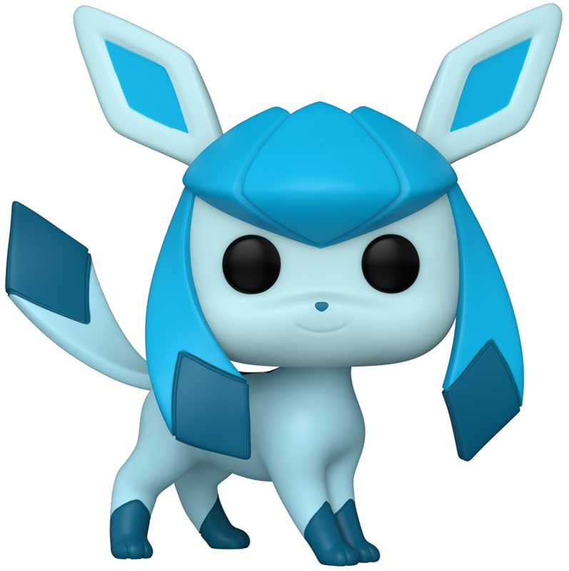 Pokemon glaceon Blue and white cartoon character with large ears on a white background