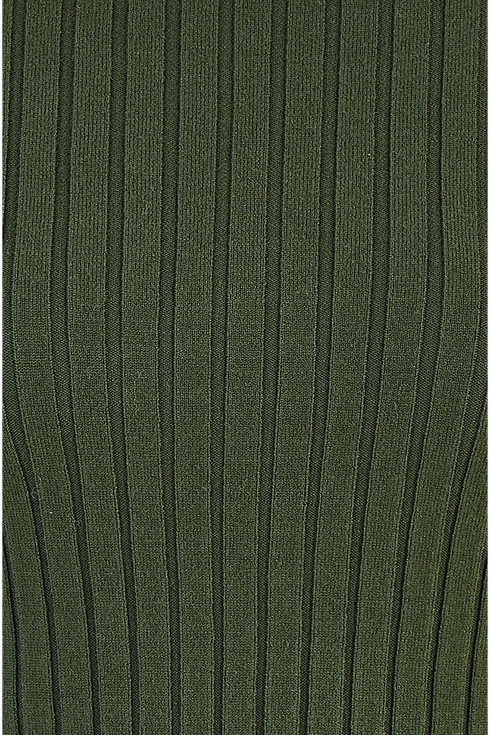 Green Ribbed Knit Roll Neck Jumper