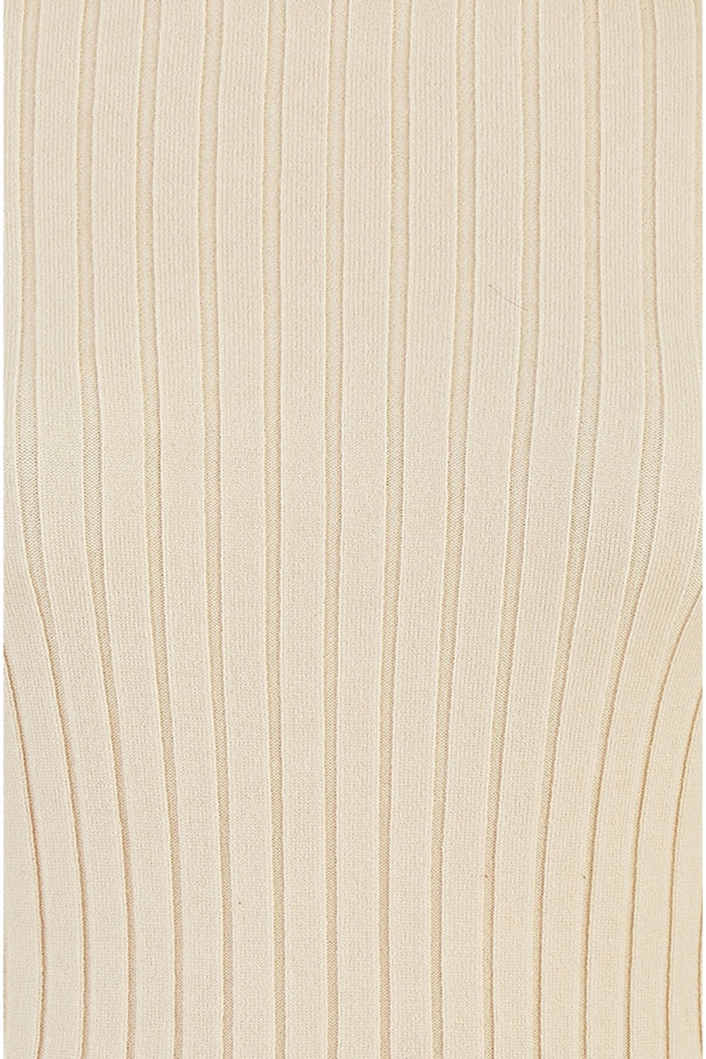 Oatmeal Ribbed Knit Roll Neck Jumper