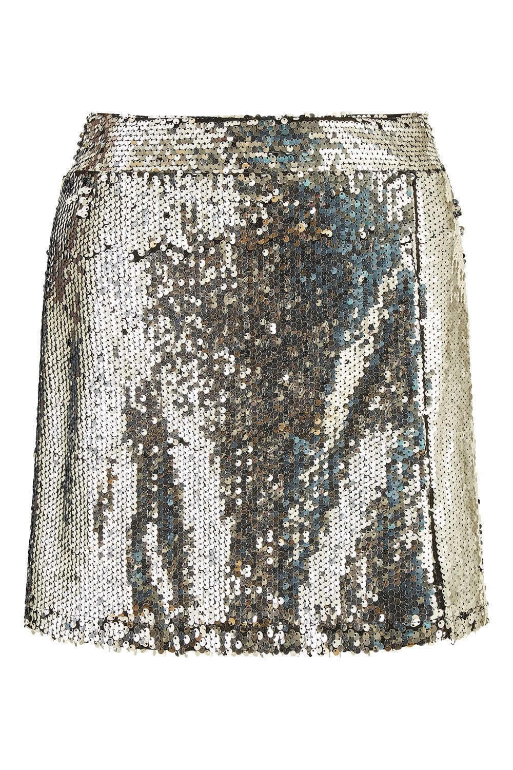 Silver Sequin Mini Skirt
