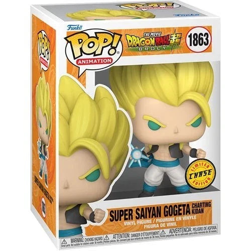 Funko Pop! vinyl figure packaging with Super Saiyan Gogeta from Dragon Ball Z on a white background