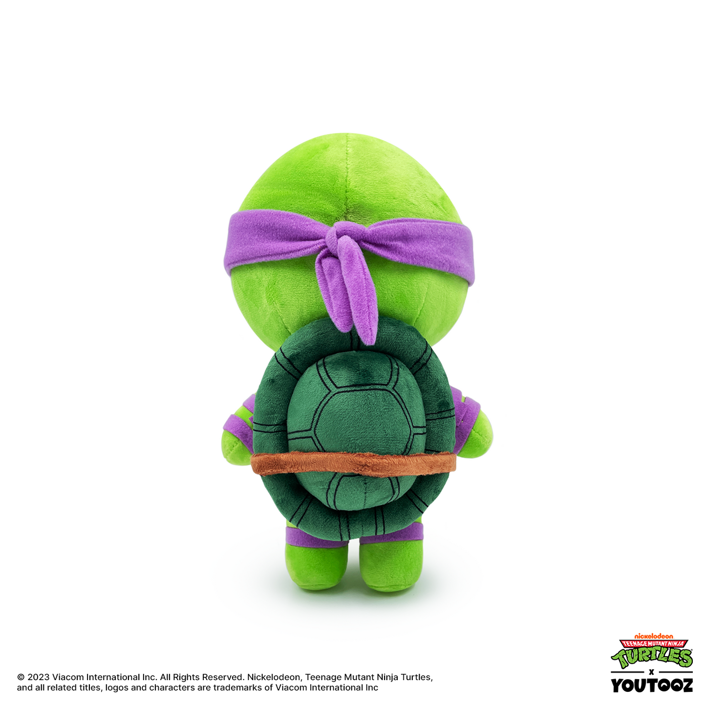 TMNT Green plush toy with purple accents on a white background