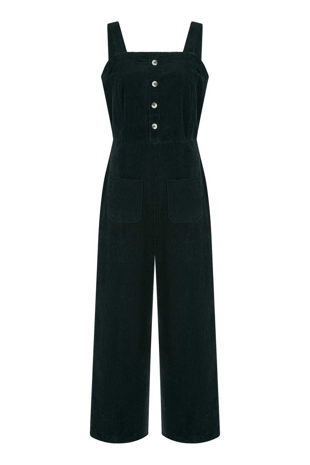 Black Cord Stretch Dungaree Style Jumpsuit