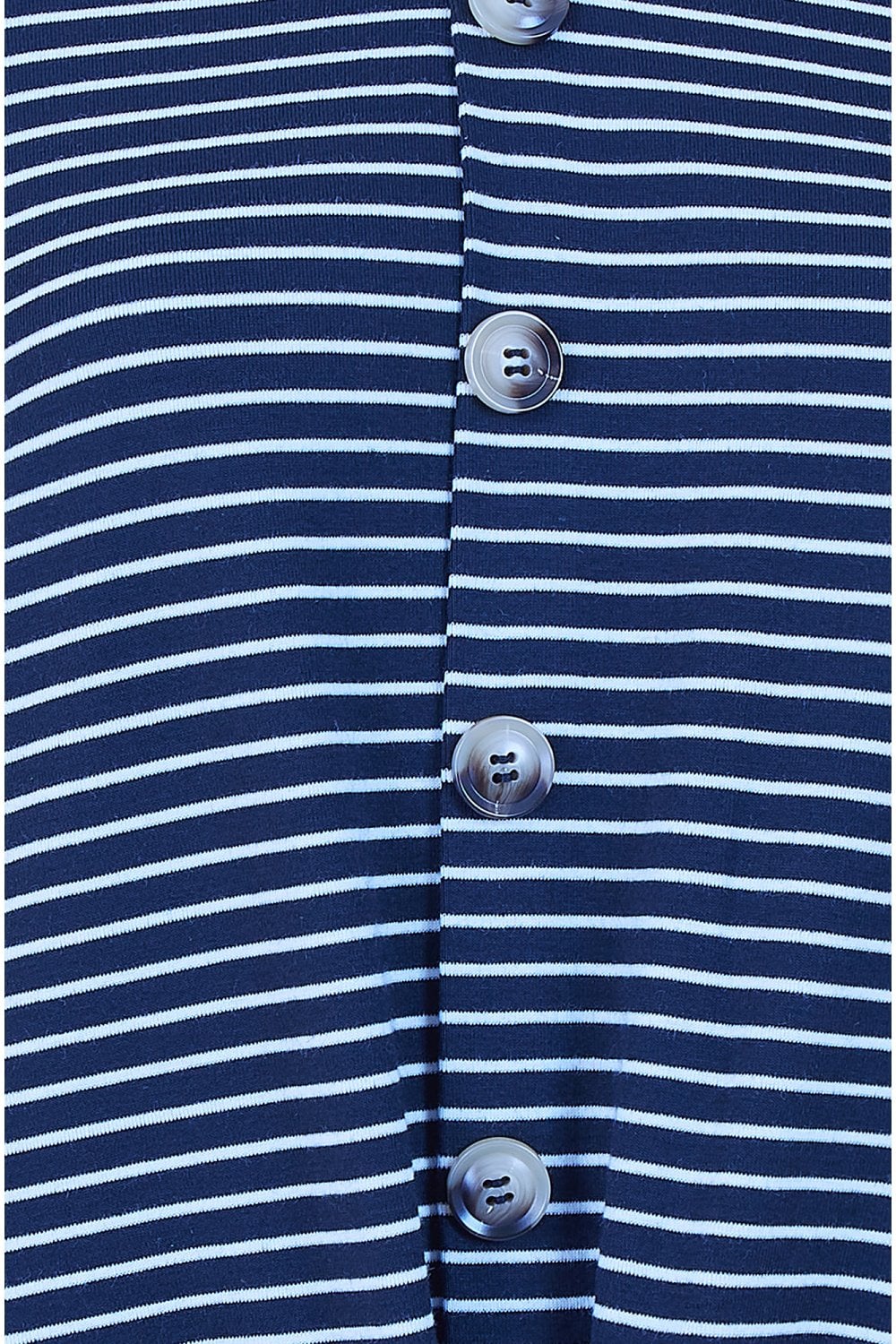 Navy Striped Jersey Button Detail Top