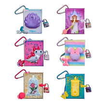 Set of colorful notebooks with locks and cartoon character designs on a white background