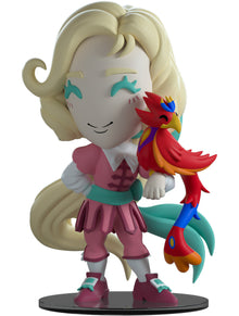 Colorful figurine of YouTooz Maria vinyl figure a character with a bird-like creature on a white background