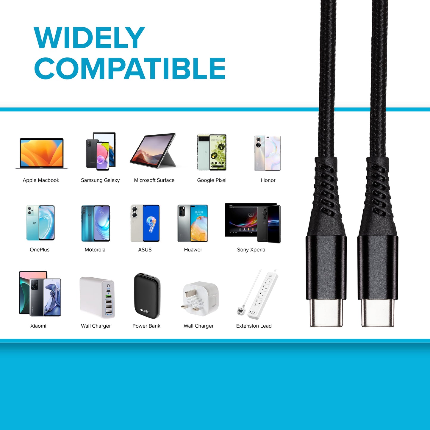 USB-C to USB-C 60W PD Braided Cable - Black