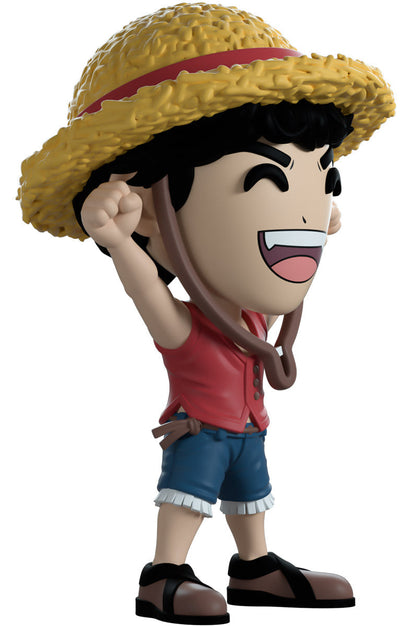 vinyl figure of Luffy a character with a straw hat and red shirt, featuring 'YOU TOOZ' branding.