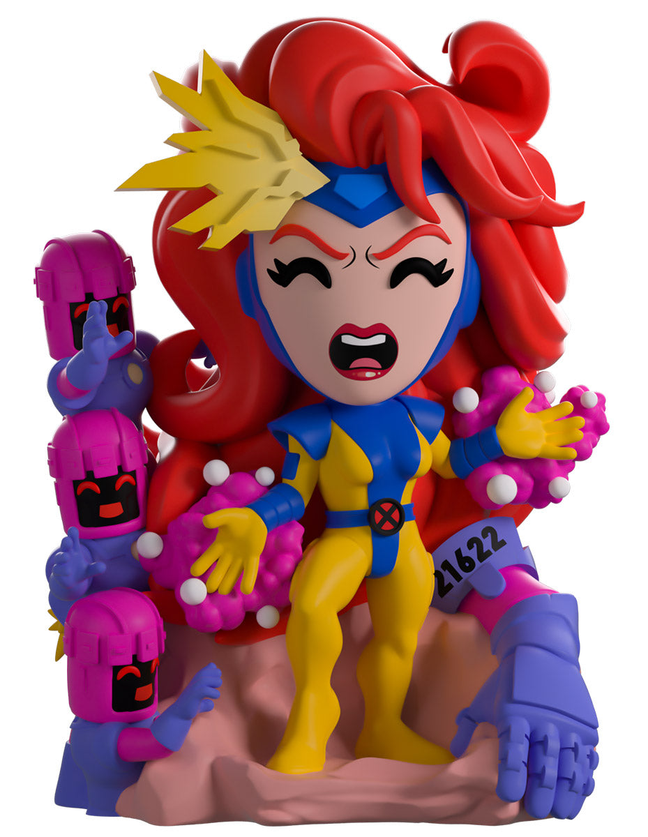vinyl figure of 'Jean Grey' a character with red hair and blue outfit, from 'YouTooz' 