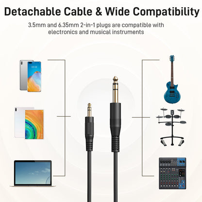 Maono Studio Closed Back Dynamic Headphones with 3.5mm & 6.35mm Jack Plug