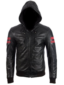 Men's Hooded Bomber Jacket - Black