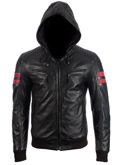 Men's Hooded Bomber Jacket - Black