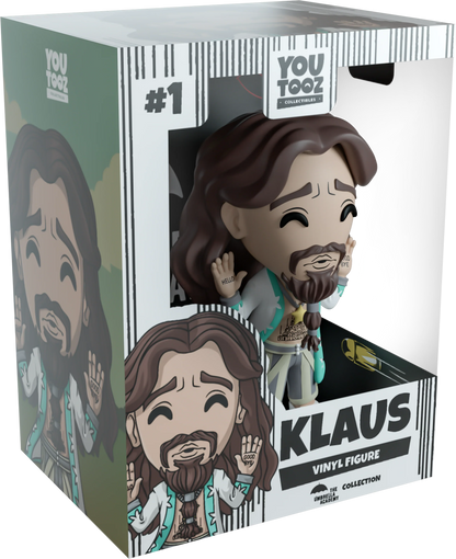 Klaus vinyl figure packaging with 'You Tooz' branding
