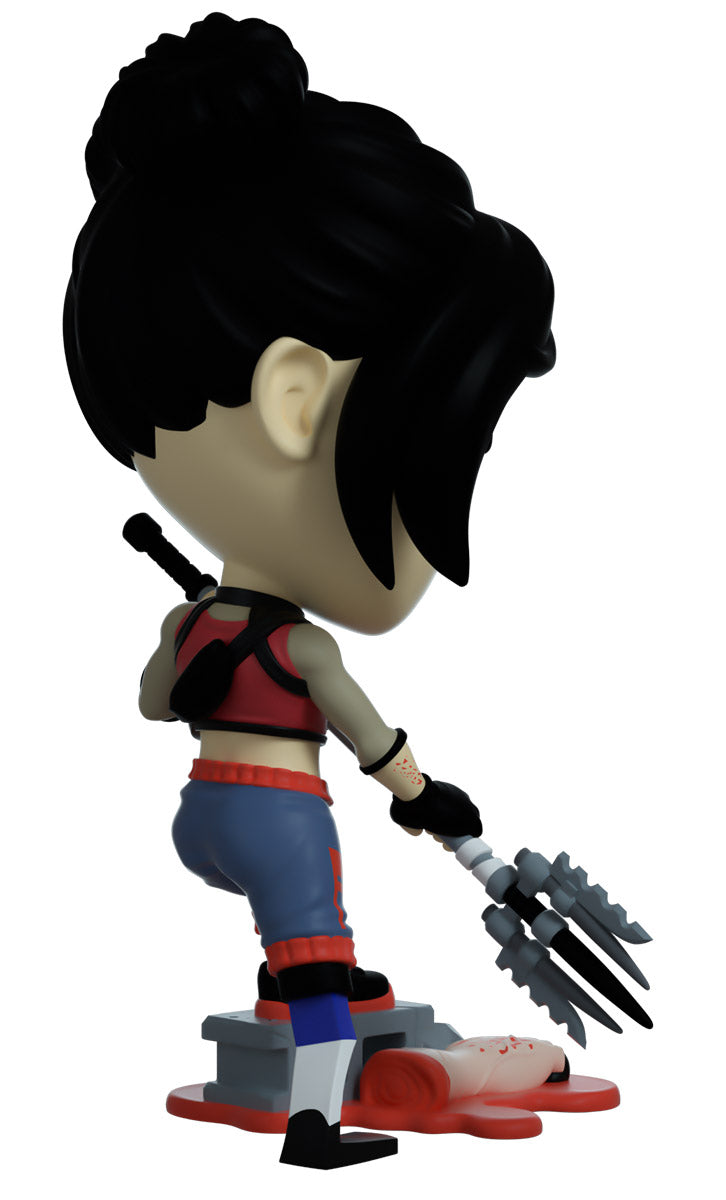 Figurine of Amy a character with black hair and red outfit , From dead Island 2