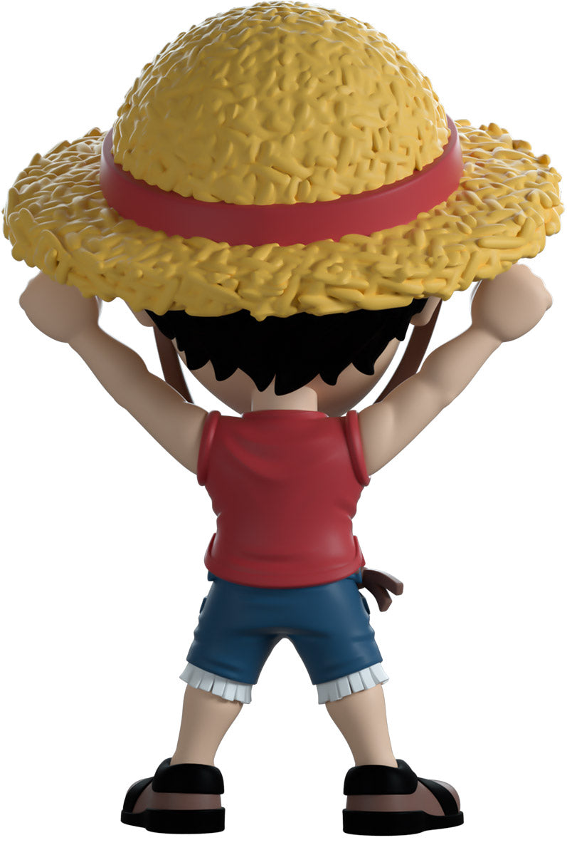 vinyl figure of Luffy a character with a straw hat and red shirt, featuring 'YOU TOOZ' branding.