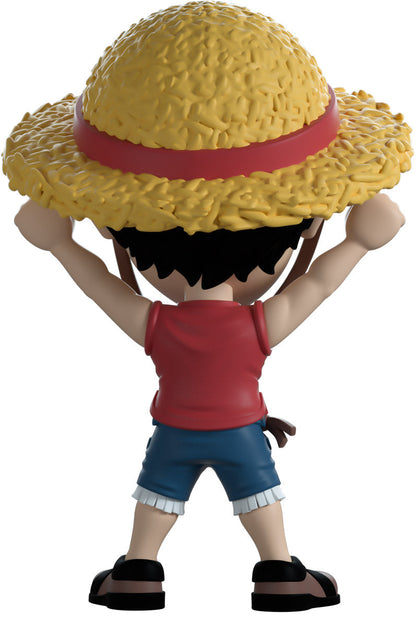 vinyl figure of Luffy a character with a straw hat and red shirt, featuring 'YOU TOOZ' branding.