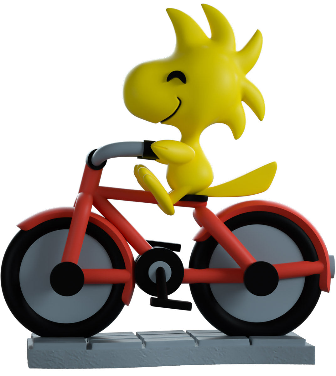 vinyl figure of Woodstock riding a bike