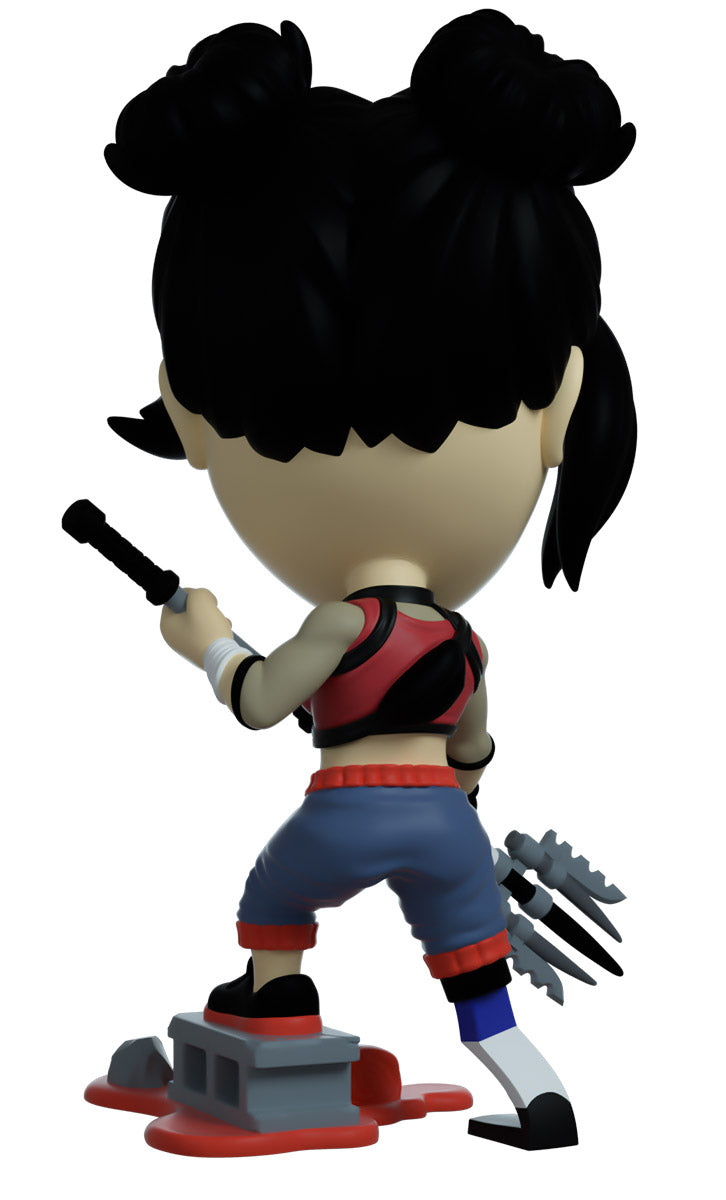 Figurine of Amy a character with black hair and red outfit , From dead Island 2