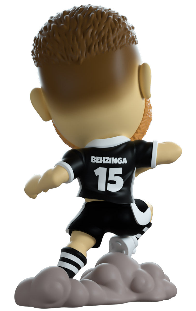 Figurine of a soccer player in a black and white uniform with 'BEHIZINGA' and number '15' on a white background.