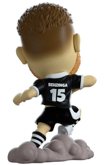 Figurine of a soccer player in a black and white uniform with 'BEHIZINGA' and number '15' on a white background.