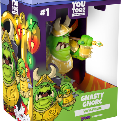 Gnasty Gnorc vinyl figure from Spyro by You Tooz with colorful design elements.