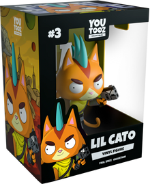 Boxed vinyl figure of Lil Cato from YouTooz with colorful design and character illustration.