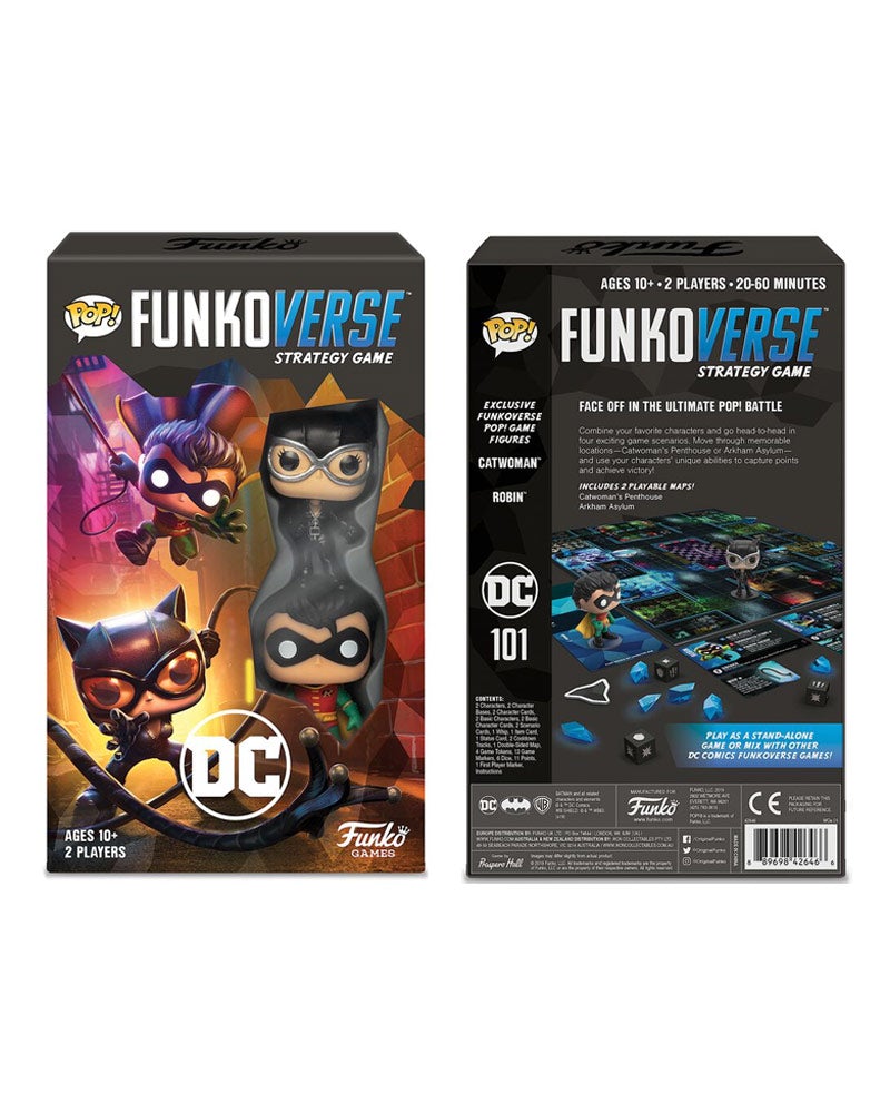 Funko Pop! Funkoverse strategy game packaging with DC characters on a white background