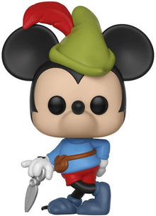 Funko Pop! Mickey Mouse in 'Brave Little Tailor' vinyl figure of a character with a green hat and red scarf on a white background