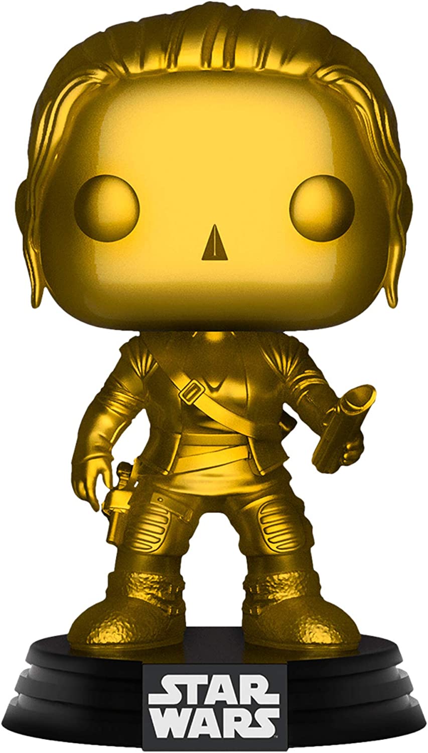 Gold 'Star Wars' figurine on a black base with 'Star Wars' logo