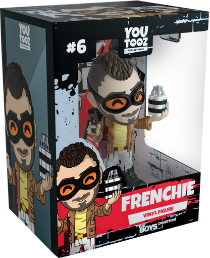 Boxed vinyl figure ofFrenchie from 'The Boys' series by YouTooz