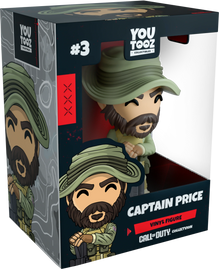 Boxed vinyl figure of Captain Price from Call of Duty with 'You Tooz' branding.