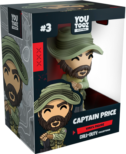 Boxed vinyl figure of Captain Price from Call of Duty with 'You Tooz' branding.