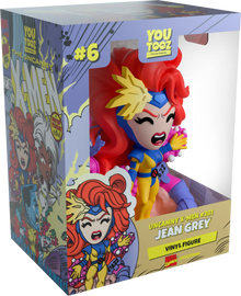 Boxed vinyl figure of 'Jean Grey' a character with red hair and blue outfit, featuring 'YouTooz' branding.