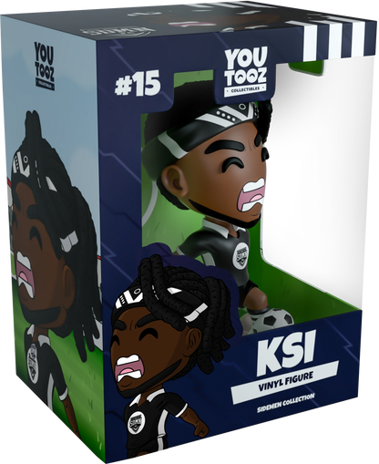 Boxed YooTooz vinyl figure KSI,  a sports-themed character with visible branding