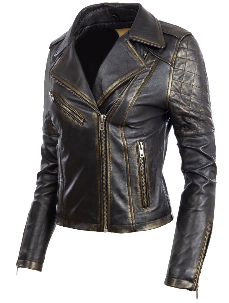Women's Biker Jacket - Gold