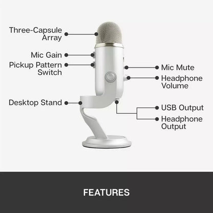 Blue Yeti USB Microphone for PC streaming, gaming, and podcasting. Multi-pattern, crystal-clear sound & headphone monitoring. Shop New, Used and More!