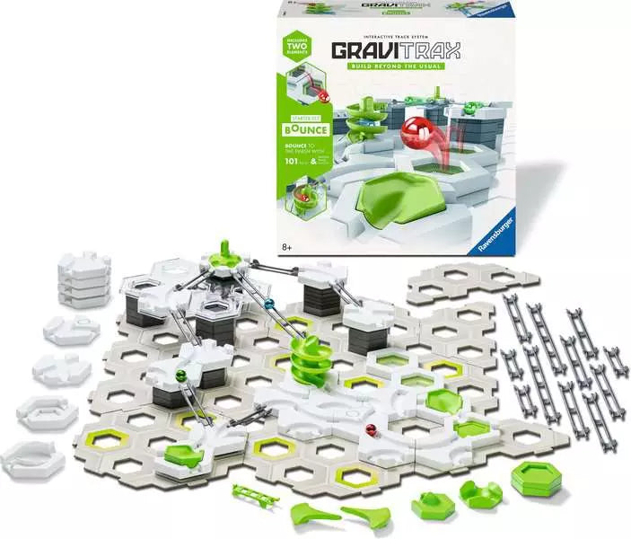 GraviTrak toy set with components and packaging on a white background